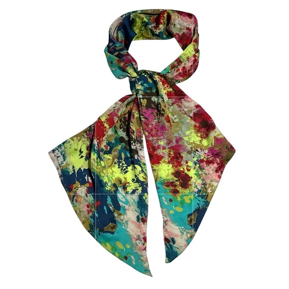 Vibrant Windblown Petals Floral Satin Scarf by Coldwater Creek - Picture 1 of 6